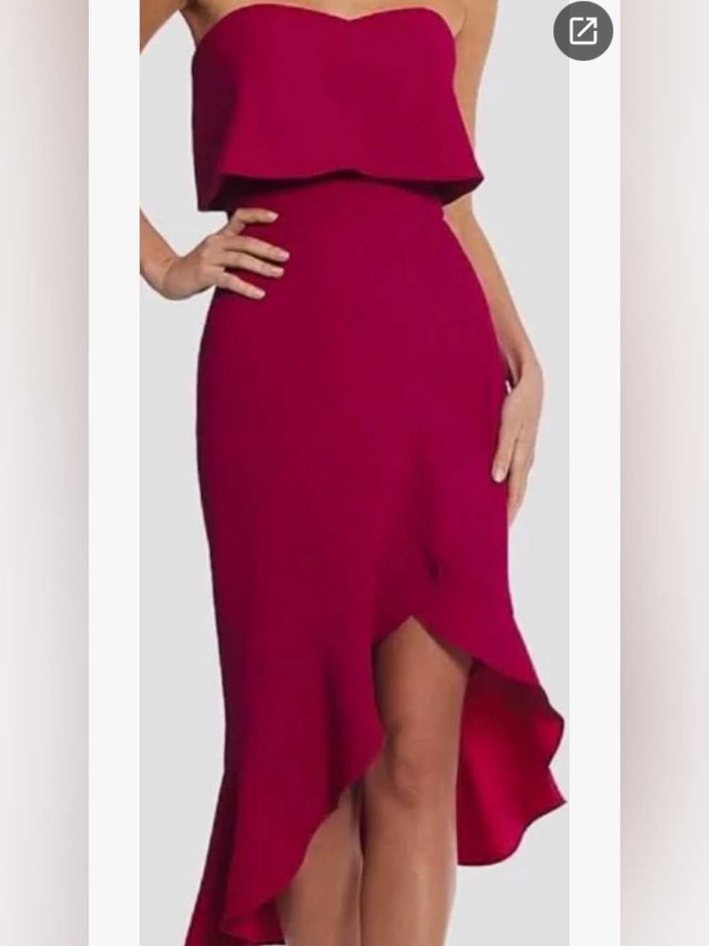 Xscape Magenta Ruffle Strap Spaghetti Midi Dress